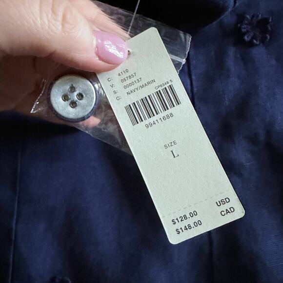 Maeve Navy Linen Blend Floral Detail Halter Vest Top Women's Size Large NEW - Picture 9 of 9